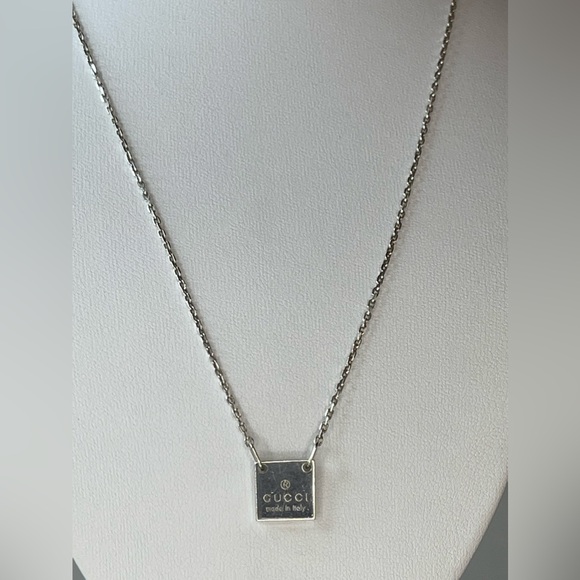 GUCCI Logo 925 Sterling Silver Pendant Necklace - Picture 1 of 7